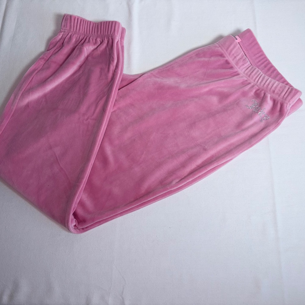 Juicy Couture Velour Tracksuit Large Rose Pink NEW Rhinestone Logo Y2K Set - Picture 2 of 11